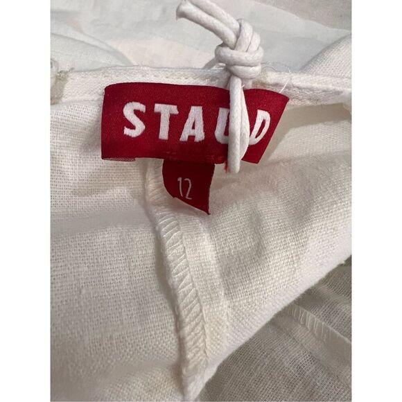 STAUD Women's White Swells Linen Blend Midi Fit & Flare Dress Size 12 NWOT - Picture 6 of 8